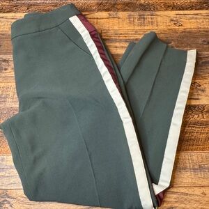 Boden Bristol Green, Maroon and Ivory Striped Tuxedo Stretch Dress Pants 4P